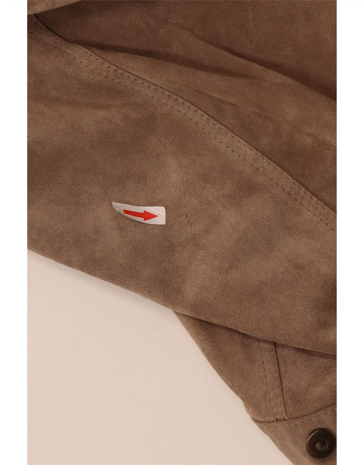 Винтажный мужской замшевый бомбер IT 52 XL Коричневый кожаный