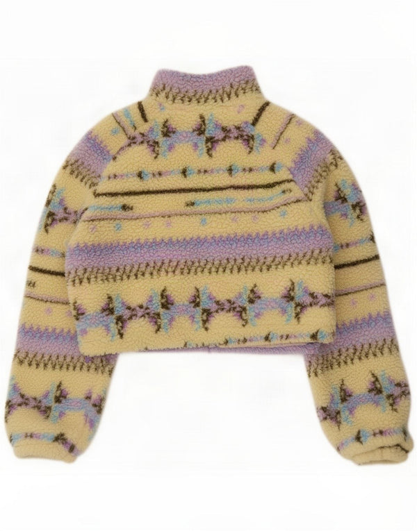 Женская укороченная флисовая куртка Pull & Bear UK 6 XS с разноцветным геометрическим узором