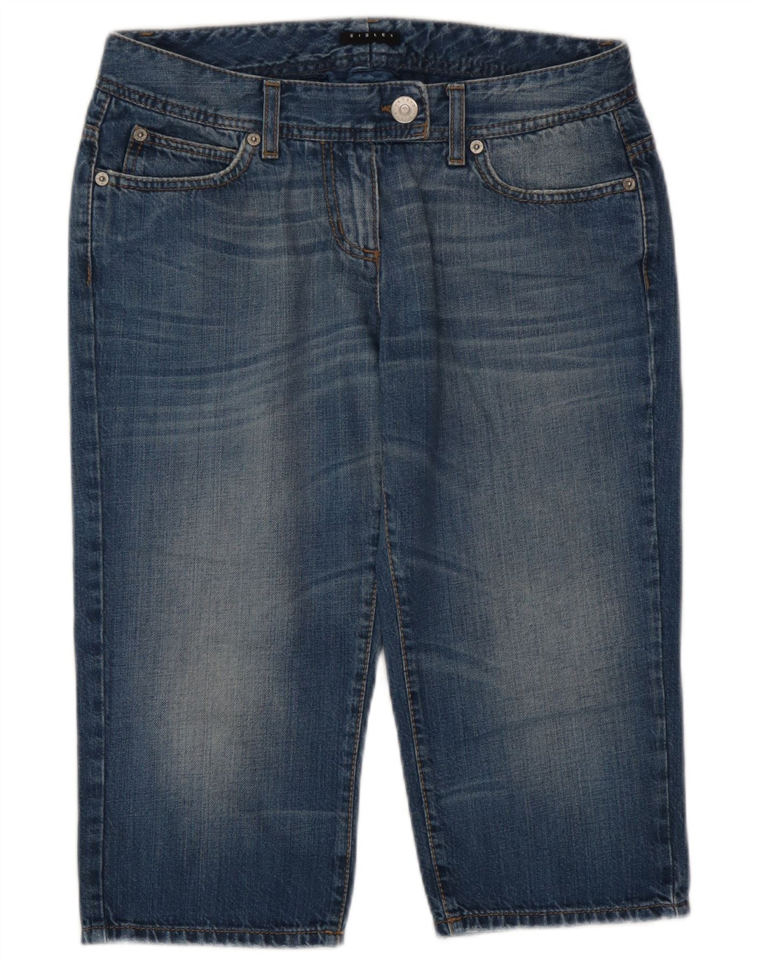 Женские джинсовые шорты-бермуды Sisley IT 42, большие, W30, синие, хлопок