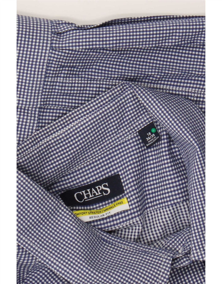 Мужская рубашка обычного кроя Chaps, размер 18, 2XL, синяя хлопковая клетка