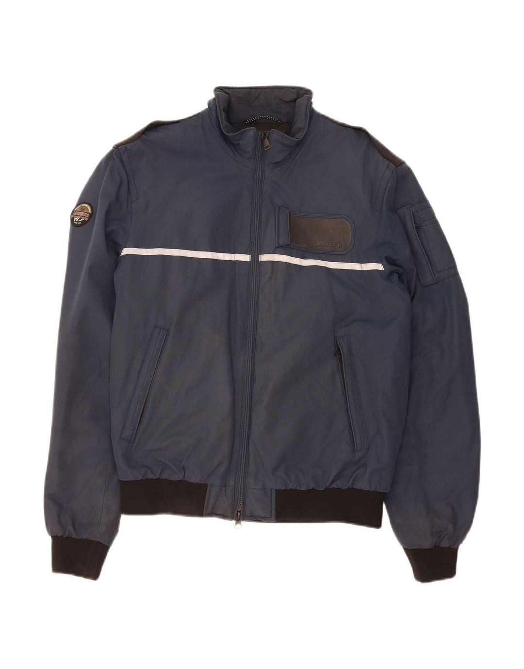 MUSEUM Mens Padded Bomber Jacket UK 38 Medium Navy Blue Polyamide
