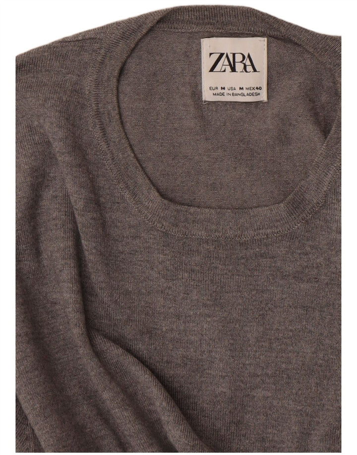 Мужской джемпер с круглым вырезом Zara, средний серый