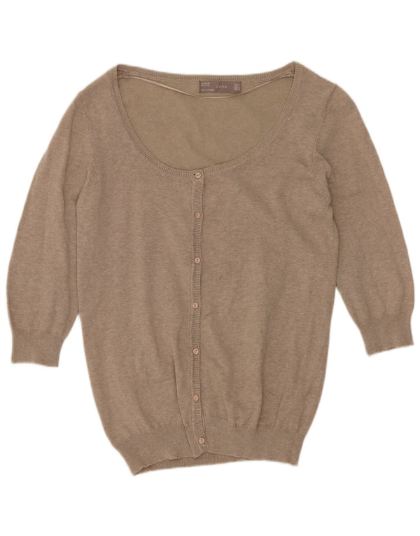 Женский кардиган с рукавом 3/4 Zara UK 14, большой бежевый