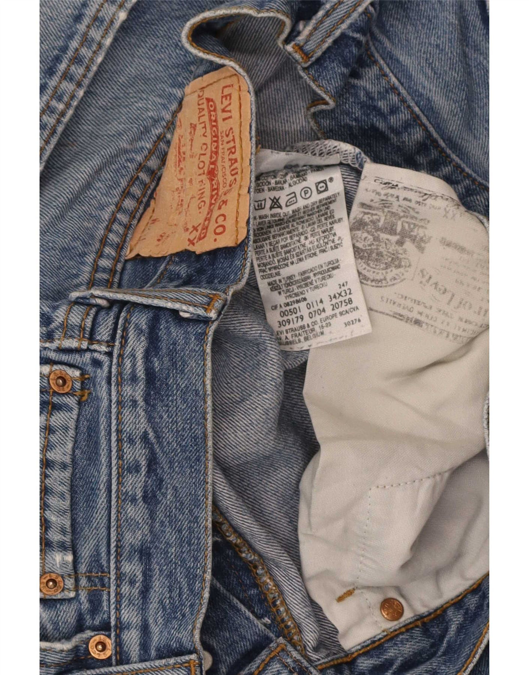 Мужские прямые джинсы Levi's 501 W34 L27 синие, хлопок