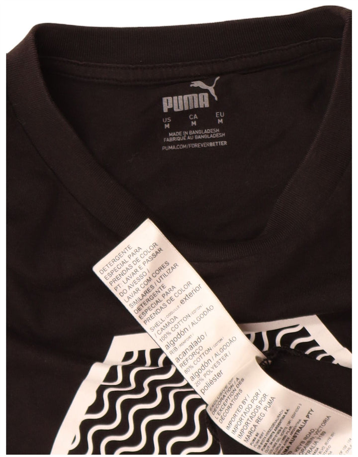 Мужская футболка с рисунком Puma, средний черный хлопок