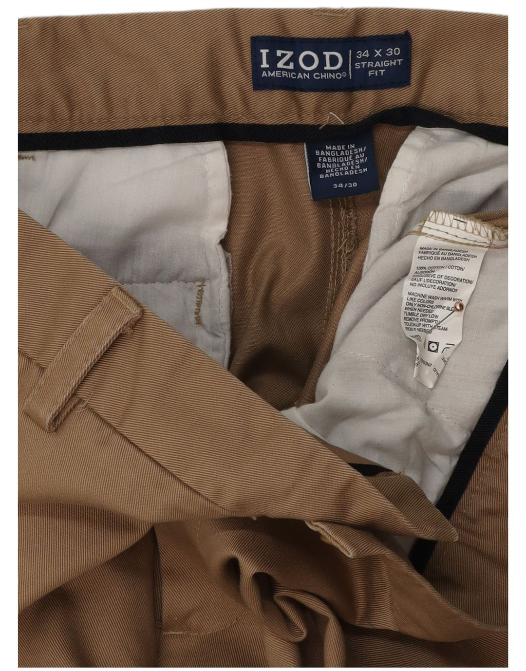 IZOD Мужские прямые брюки-чиносы W3 L30 коричневые, хлопковые