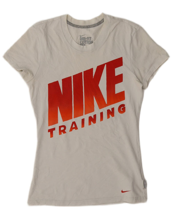 Женская футболка с рисунком Nike Dri Fit Top UK 10, маленькая, белый хлопок