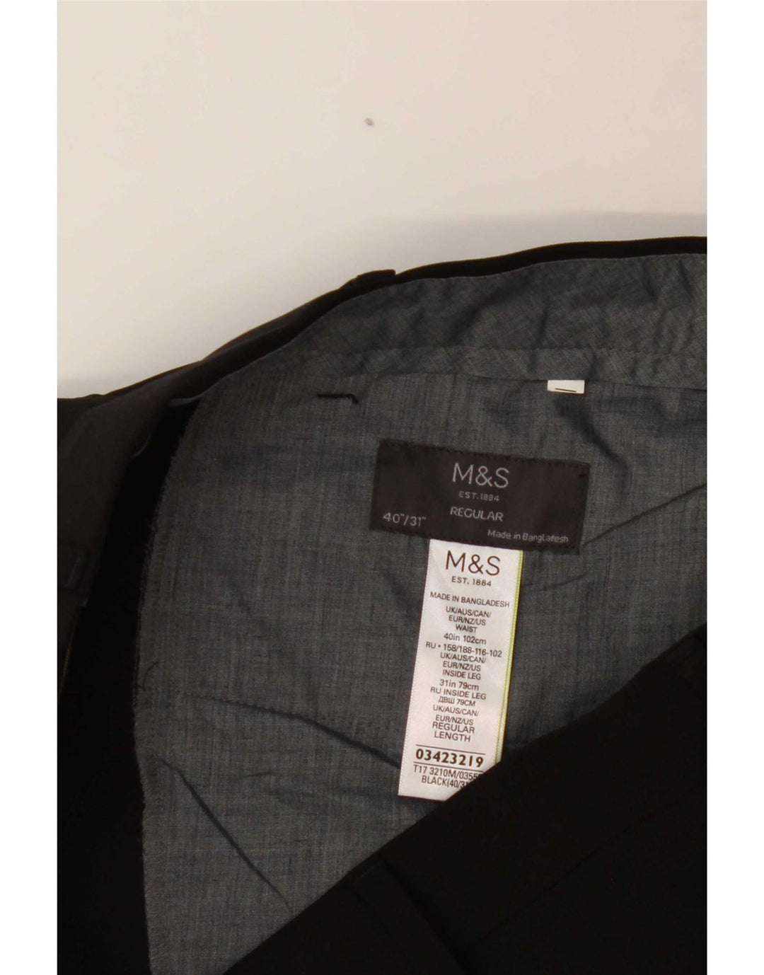 Мужские классические брюки Marks & Spencer W40 L31, черный полиэстер