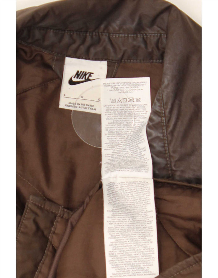 Женская оверсайз-стеганая куртка Nike UK 16, большая коричневая, полиэстер