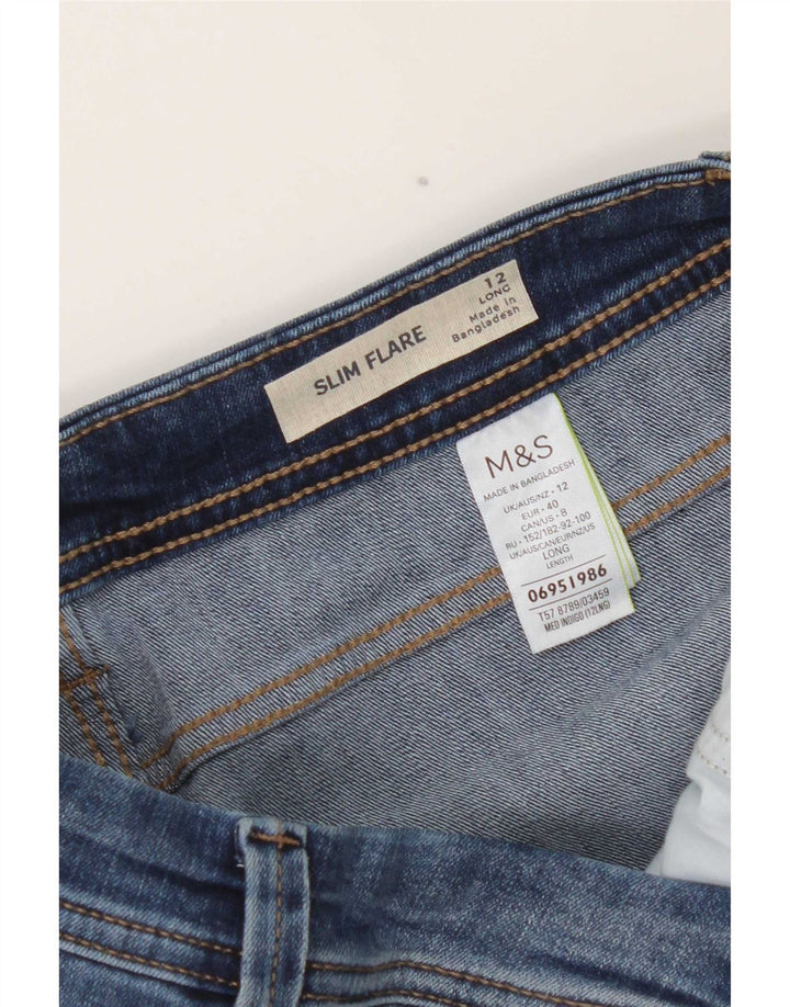 Женские длинные узкие расклешенные джинсы Marks & Spencer UK 12, средние W28 L32, синие
