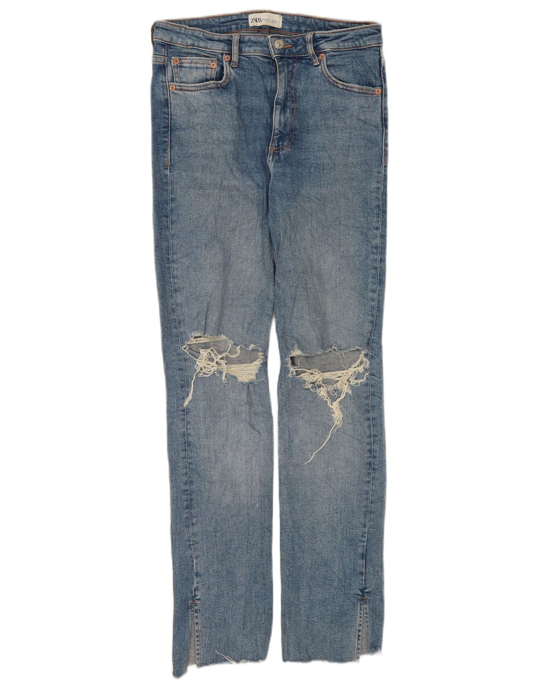 Женские потертые узкие джинсы Zara EU 40 Medium W30 L31, синий хлопок