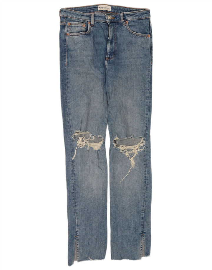 Женские потертые узкие джинсы Zara EU 40 Medium W30 L31, синий хлопок