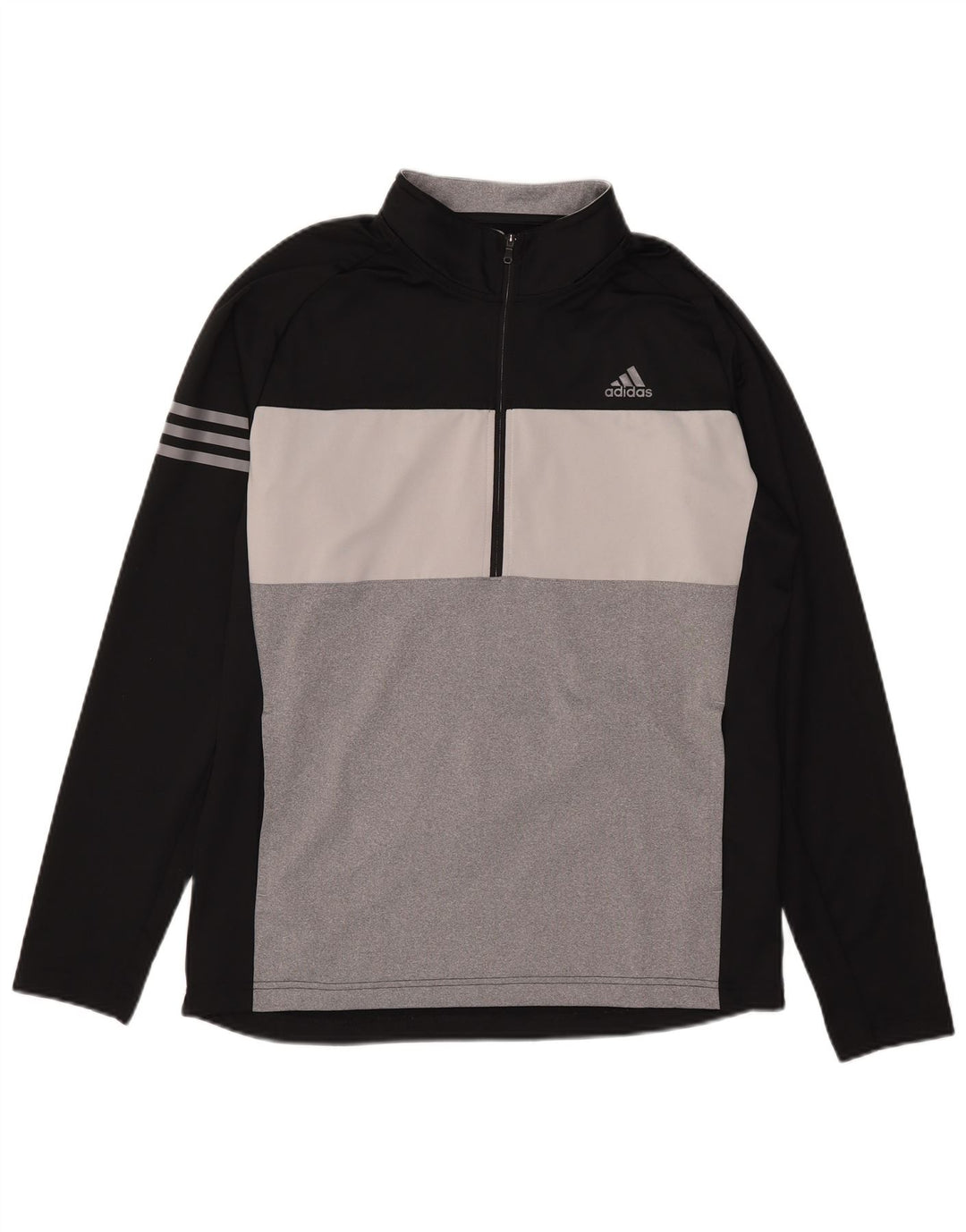 Adidas Мужской пуловер с воротником на молнии, спортивный костюм, средний черный, цветной блок