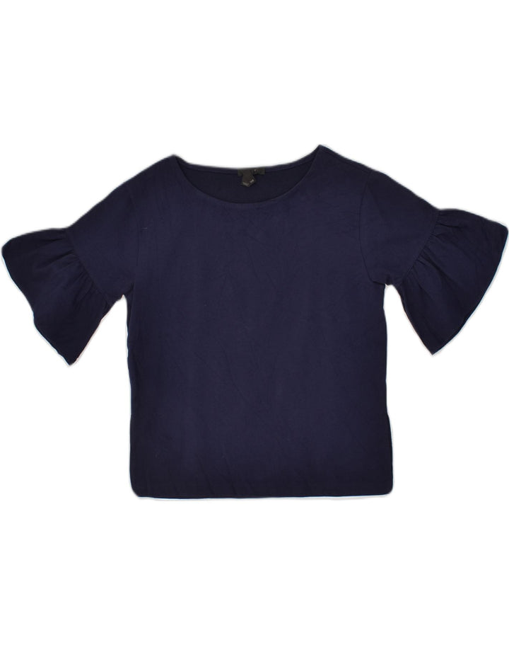 J. CREW Womens Blouse Top UK 2 2XS Navy Blue Cotton | Vintage J. Crew | Thrift | Second-Hand J. Crew | Used Clothing | Messina Hembry 
