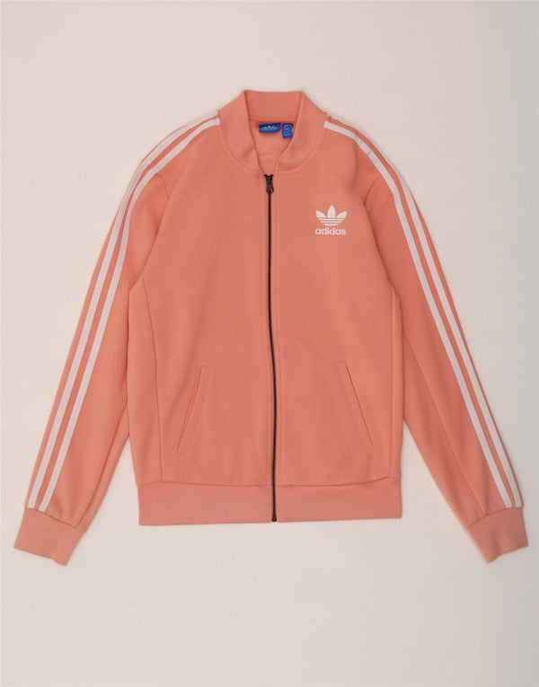 Adidas Женский спортивный костюм большого размера с графическим рисунком, верхняя куртка UK 8, маленький розовый