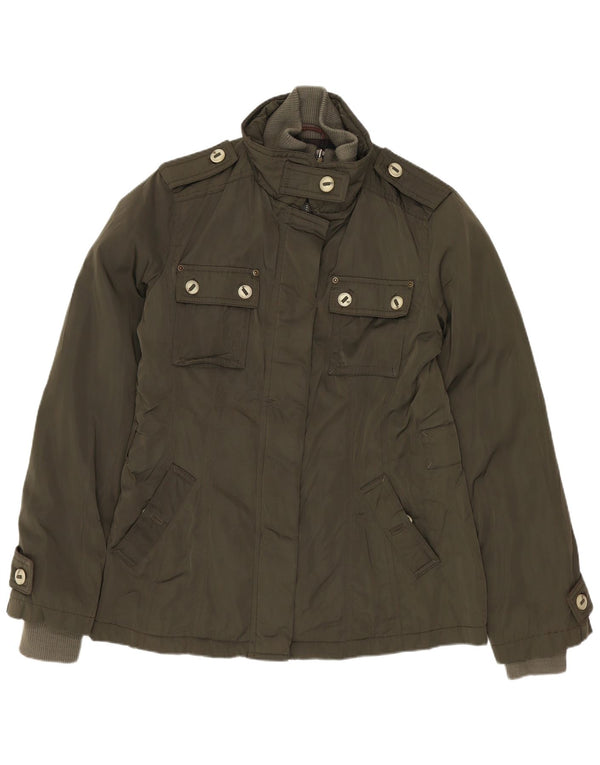 MASSIMO DUTTI Womens Military Jacket UK 14 Medium Khaki Polyester