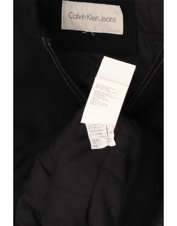 Мужская куртка-бомбер Calvin Klein UK 44 2XL, черная, шерстяная с цветными блоками