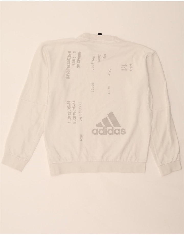 ADIDAS Mens Graphic Sweatshirt Jumper Medium White Cashmere Vintage Adidas and Second-Hand Adidas from Messina Hembry 