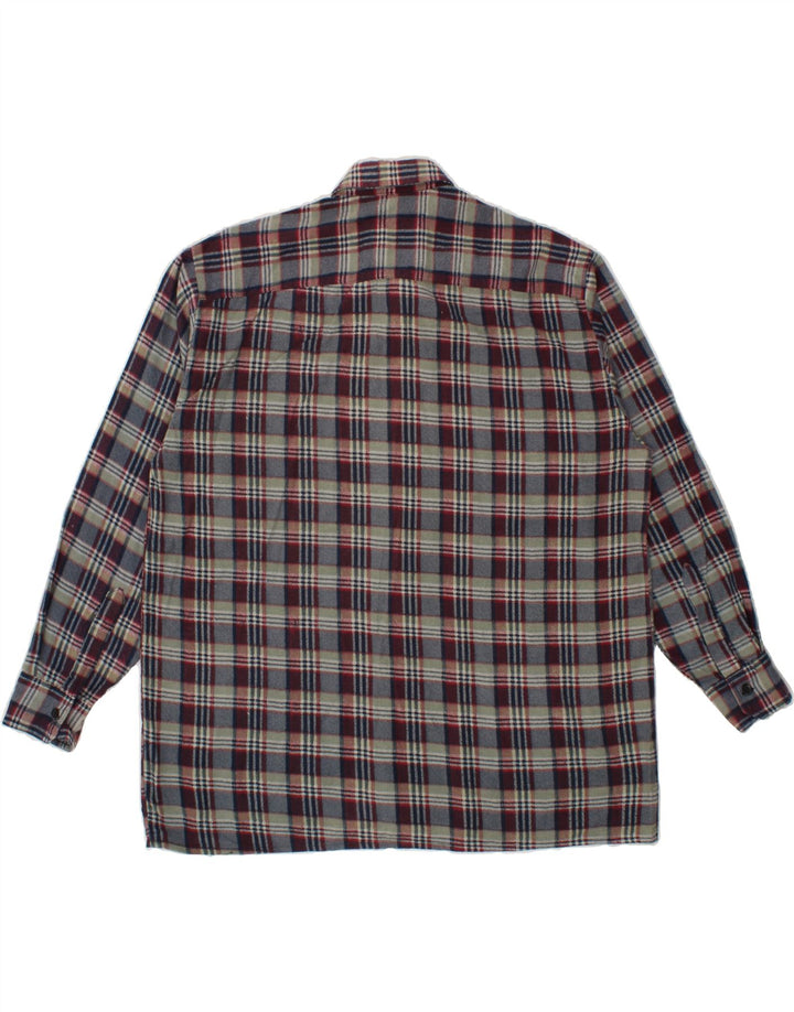 VINTAGE Mens Flannel Shirt Large Grey Check Cotton Vintage Vintage and Second-Hand Vintage from Messina Hembry 