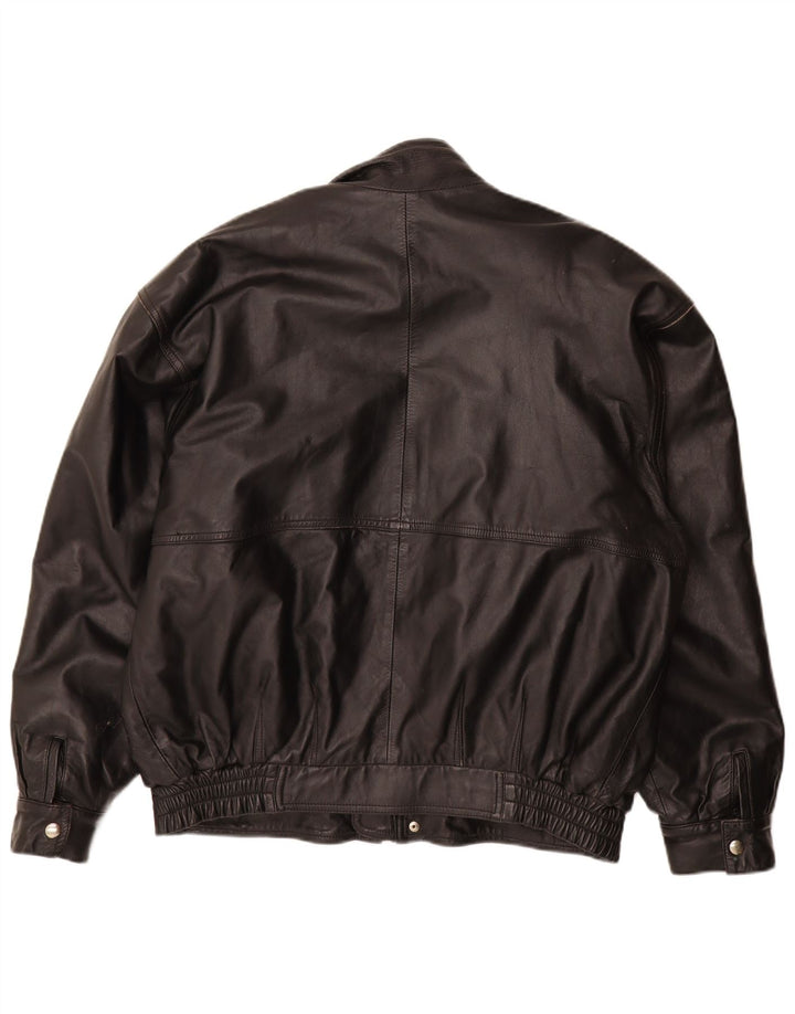 Винтажная мужская кожаная куртка UK 40, большая черная кожаная