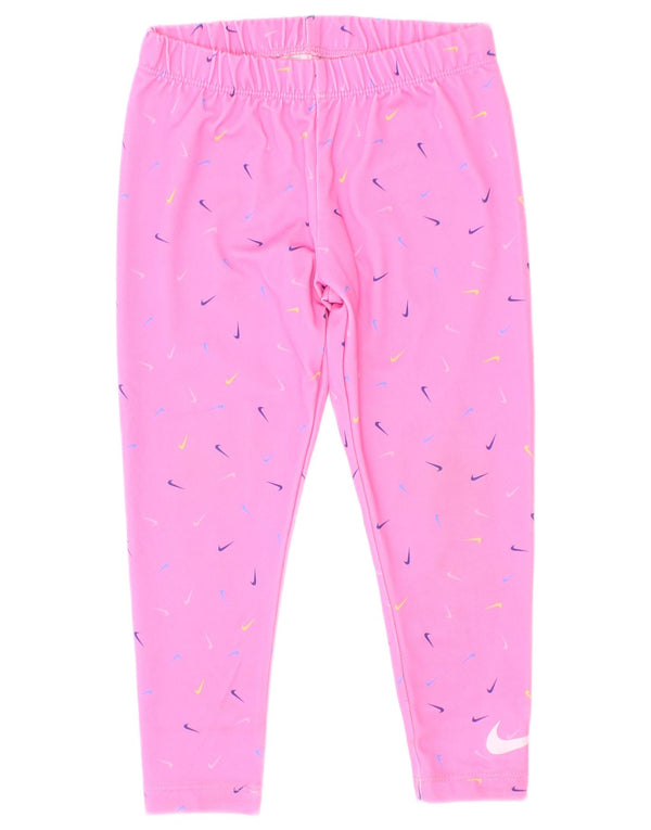 Леггинсы с рисунком Nike Dri Fit для девочек 3–4 лет, XS, розовый полиэстер