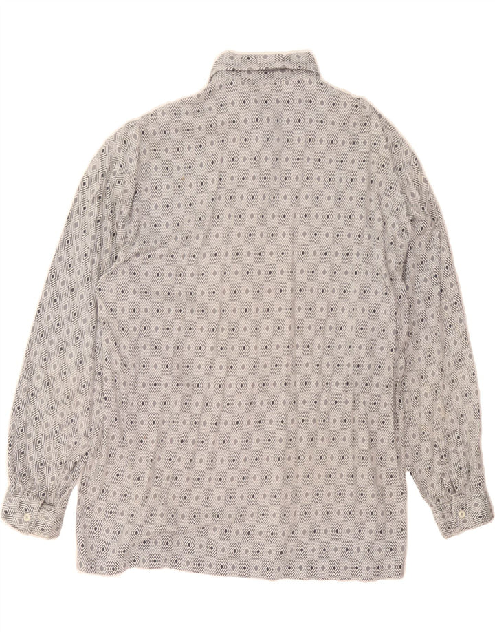 VINTAGE Mens Shirt Large White Argyle/Diamond Cotton Vintage Vintage and Second-Hand Vintage from Messina Hembry 