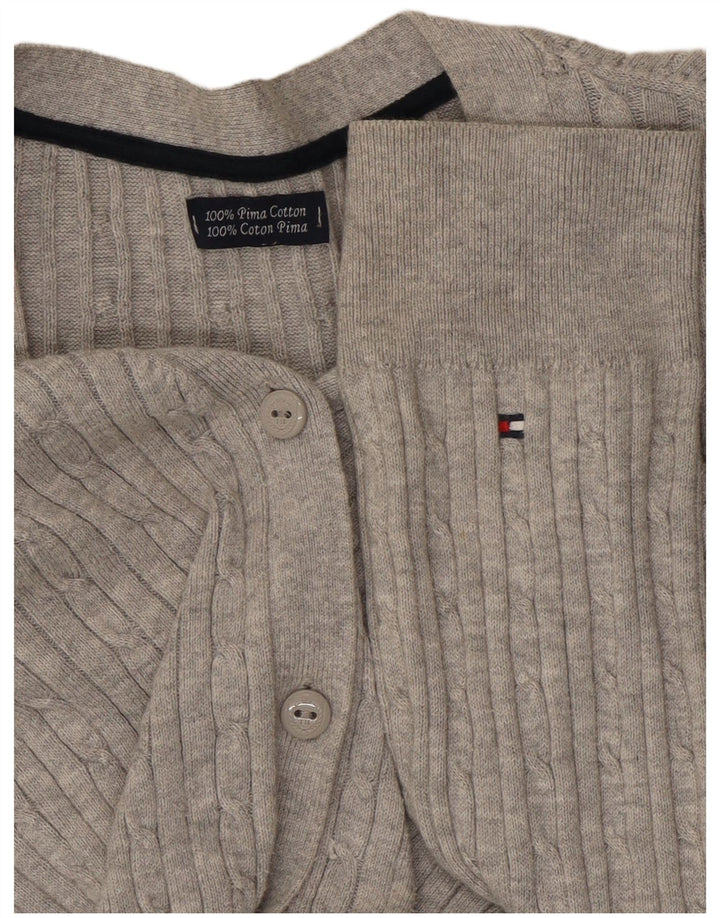 TOMMY HILFIGER Женский кардиган-свитер UK 12, средний серый хлопок