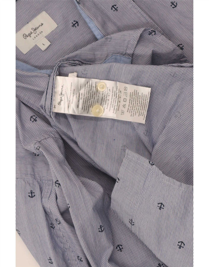 PEPE Jeans Мужская рубашка обычного кроя с абстрактным узором, большая синяя полоска