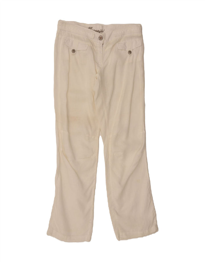 NAPAPIJRI Womens Straight Trousers IT 42 Medium W32 L31 Off White Vintage Napapijri and Second-Hand Napapijri from Messina Hembry 