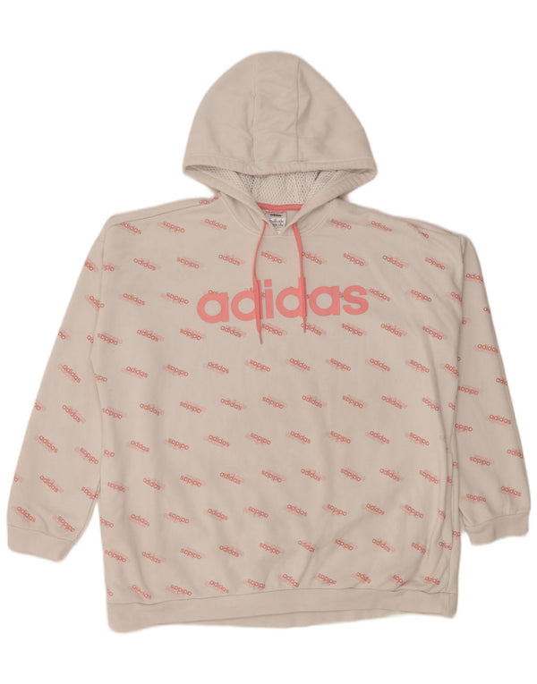Женский джемпер с капюшоном Adidas Oversized с рисунком UK 20/22 XL, белый хлопок