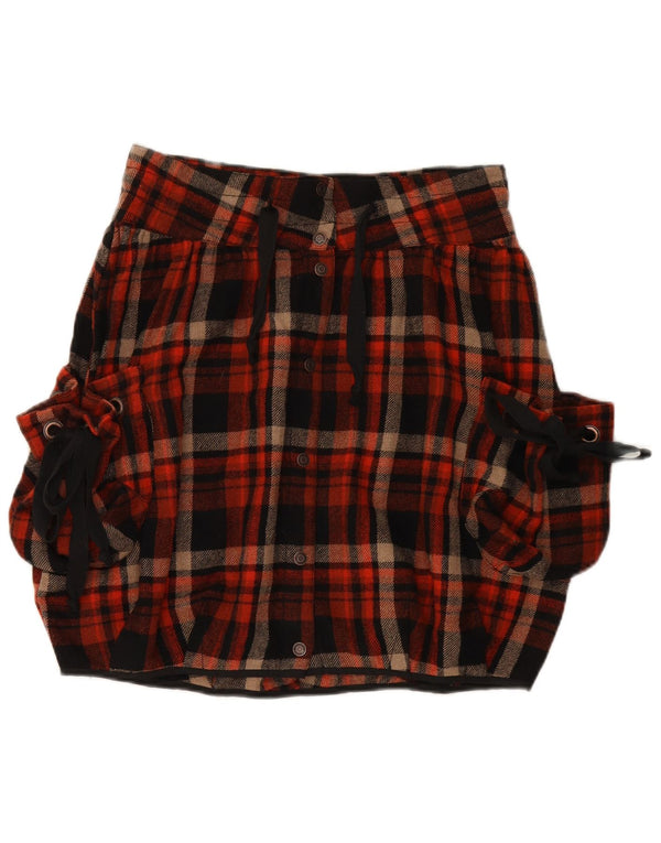 FORNARINA Женская юбка-пузырь, большая W34, шерсть в разноцветную клетку