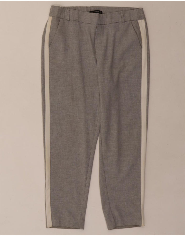 ZARA Womens Slim Cropped Trousers Small W29 L24 Grey Colourblock Polyester Vintage Zara and Second-Hand Zara from Messina Hembry 