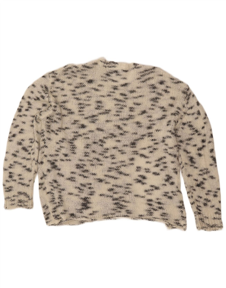 Женский джемпер с круглым вырезом ZARA UK 16, большой кремовый с крапинками