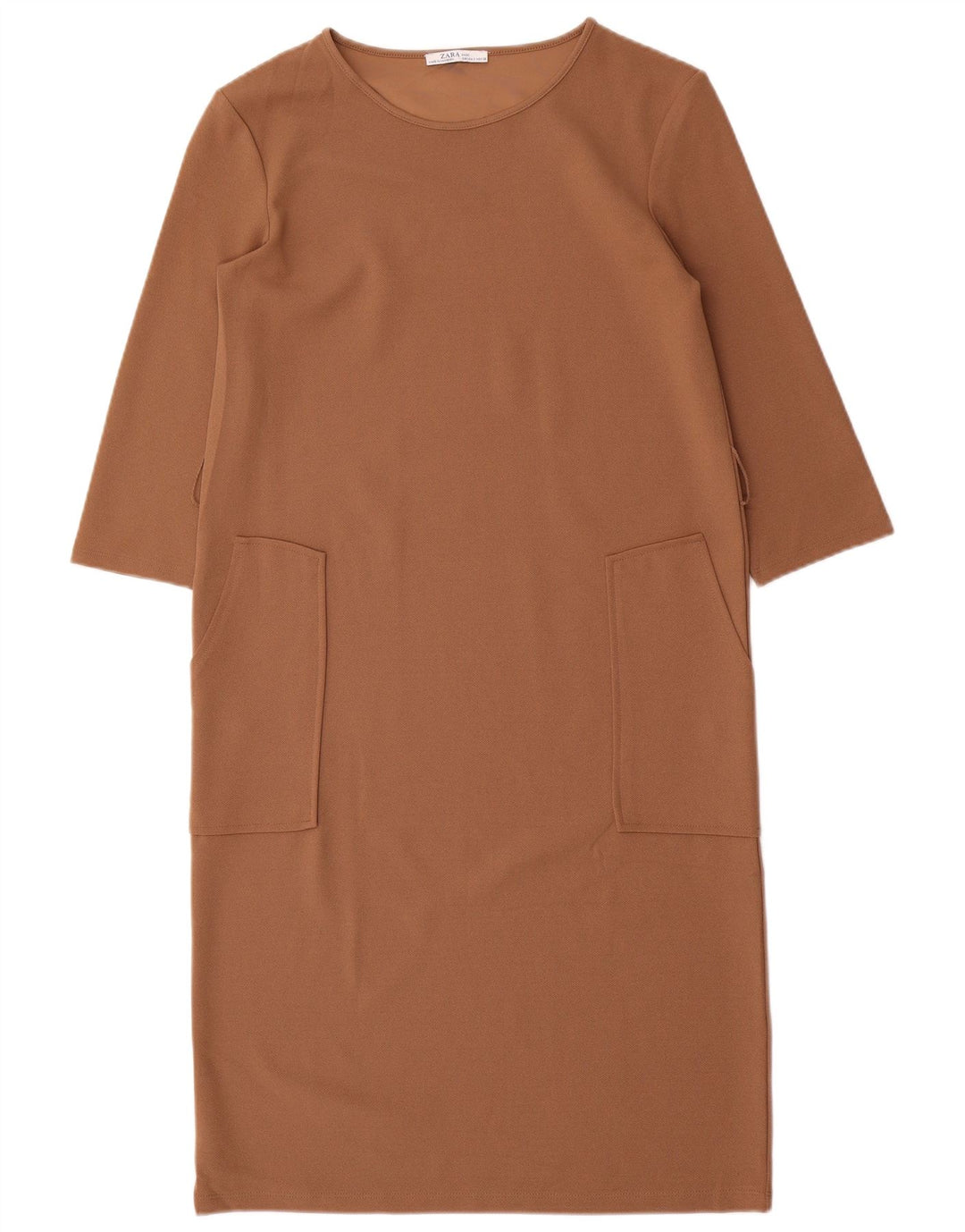 Женское платье прямого кроя с рукавом 3/4 Zara UK 10, маленькое коричневое