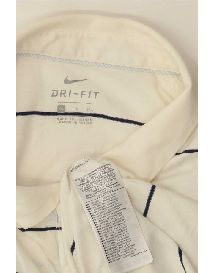 Мужская рубашка-поло стандартного кроя Nike 2XL, хлопковая белая полоска