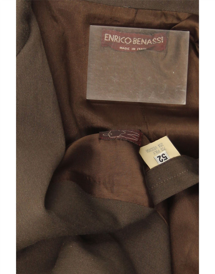 Винтажный мужской двубортный пиджак IT 52 XL Коричневый полиэстер