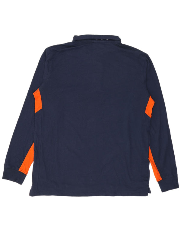 Ассоциация поло США. Мужская рубашка-поло с графическим рисунком XL, темно-синяя, с цветными блоками