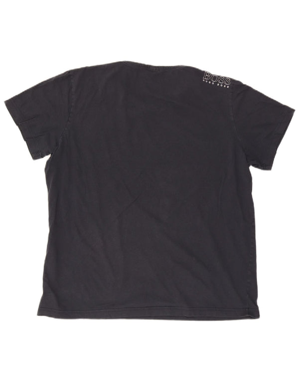 Мужская футболка с рисунком Hugo Boss Modern Fit, топ 3XL, темно-синий, хлопок