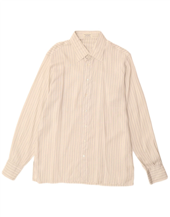 Винтажная мужская рубашка, размер 42, 16, 1/2, большая серая шелковая полоска