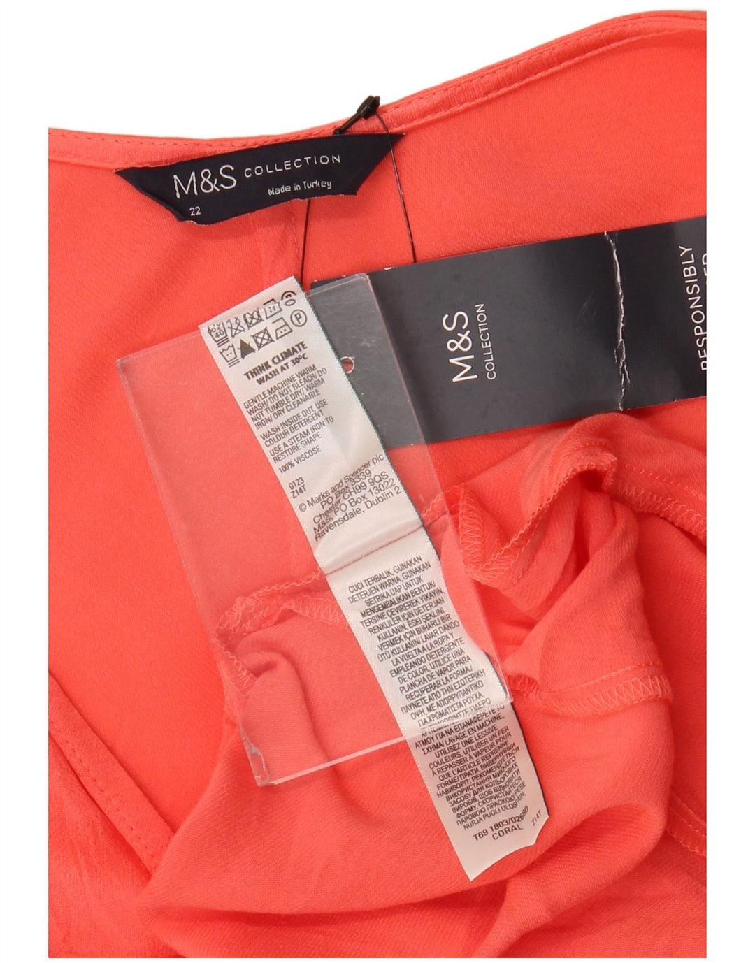 Женское платье макси стандартного размера Marks & Spencer, Великобритания, 22, 3XL, оранжевое, вискоза