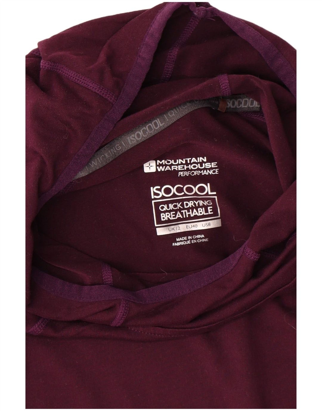 Женский топ IsoCool Mountain Warehouse с длинным рукавом UK 12, средний бордовый цвет