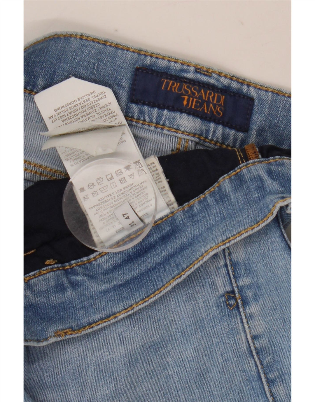 Женские узкие джинсы Trussardi W31 L32 синие из полиэстера