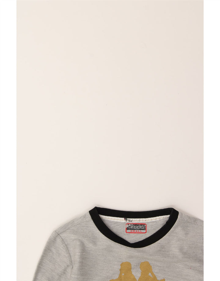 KAPPA Womens Graphic Crop Sweatshirt Jumper UK 10 Small Grey Vintage Kappa and Second-Hand Kappa from Messina Hembry 