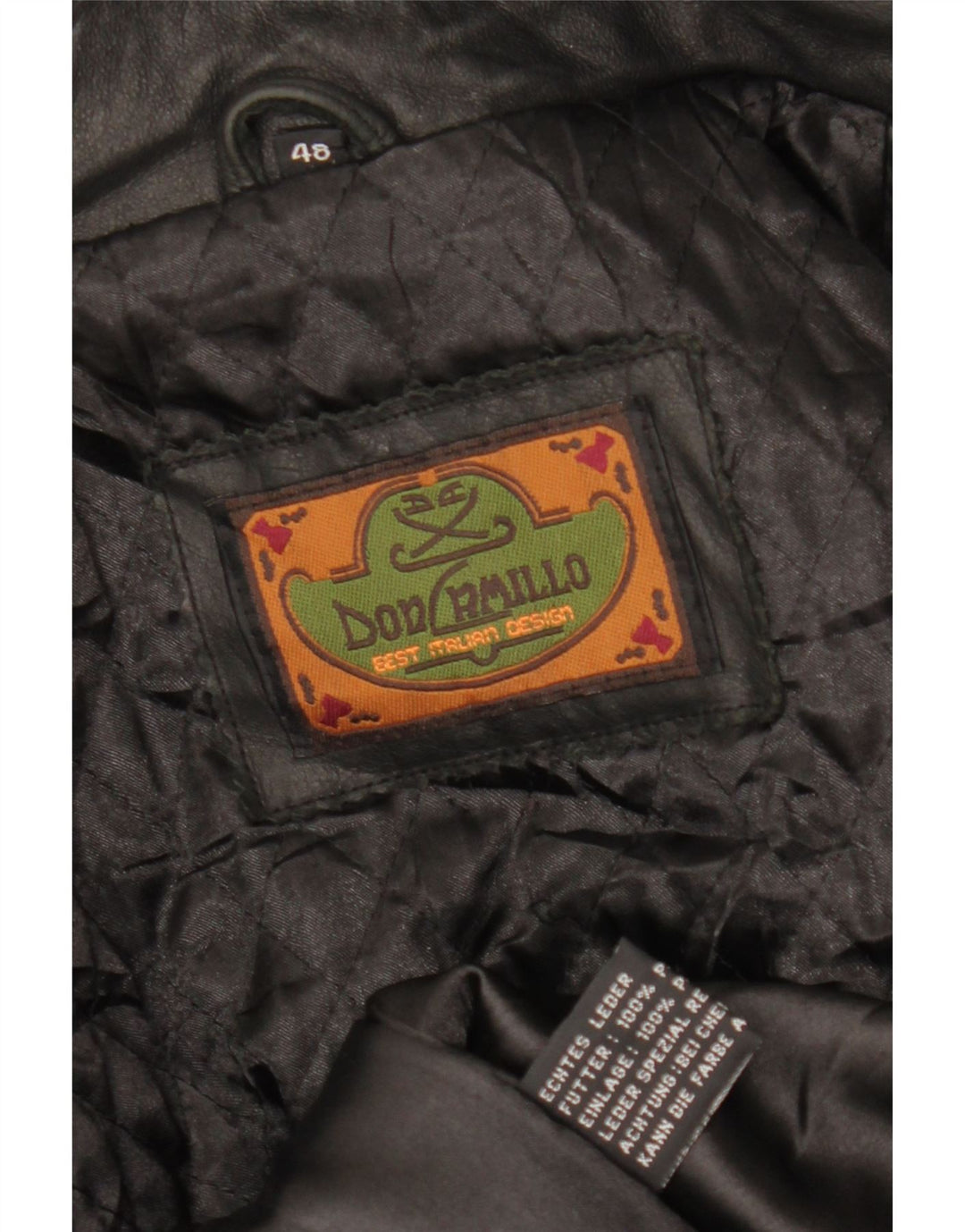 DON CAMILLO Мужская кожаная куртка IT 48 Medium Black Leather