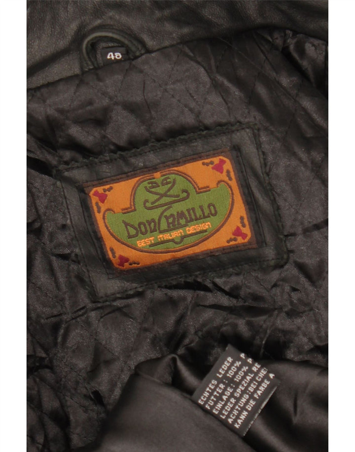 DON CAMILLO Мужская кожаная куртка IT 48 Medium Black Leather