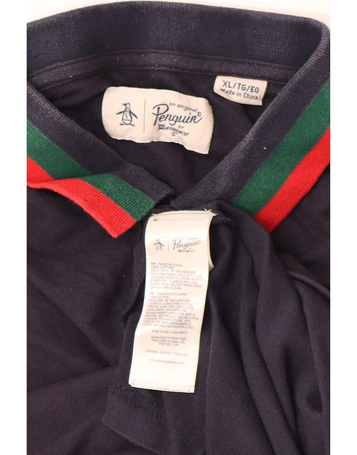 Мужская рубашка поло PENGUIN XL, темно-синяя, хлопок