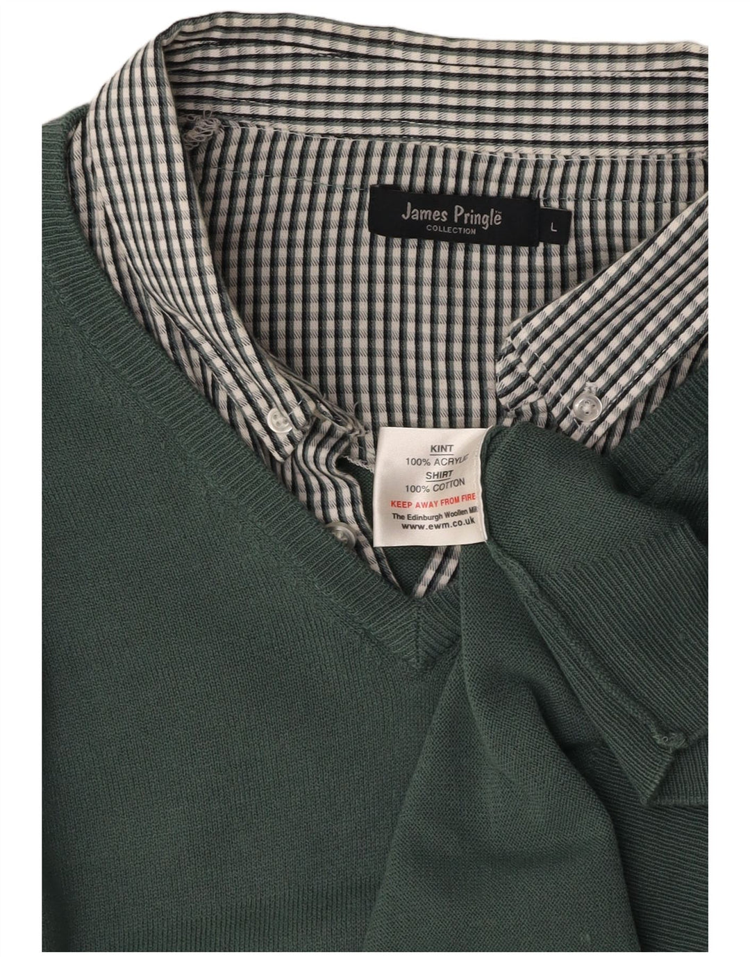 Мужской джемпер JAMES PRINGLE с v-образным вырезом, большой зеленый акрил в клетку