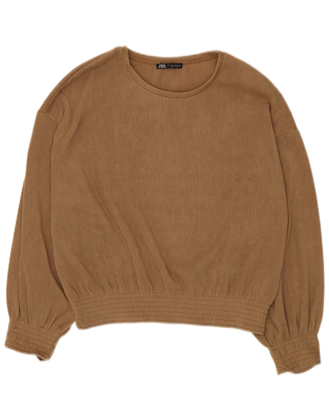 Женская блузка с длинным рукавом Zara Top UK 14, средний бежевый полиэстер