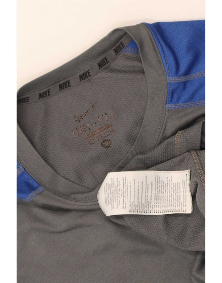 Мужская футболка Nike Dri Fit, маленький серый полиэстер с цветными блоками