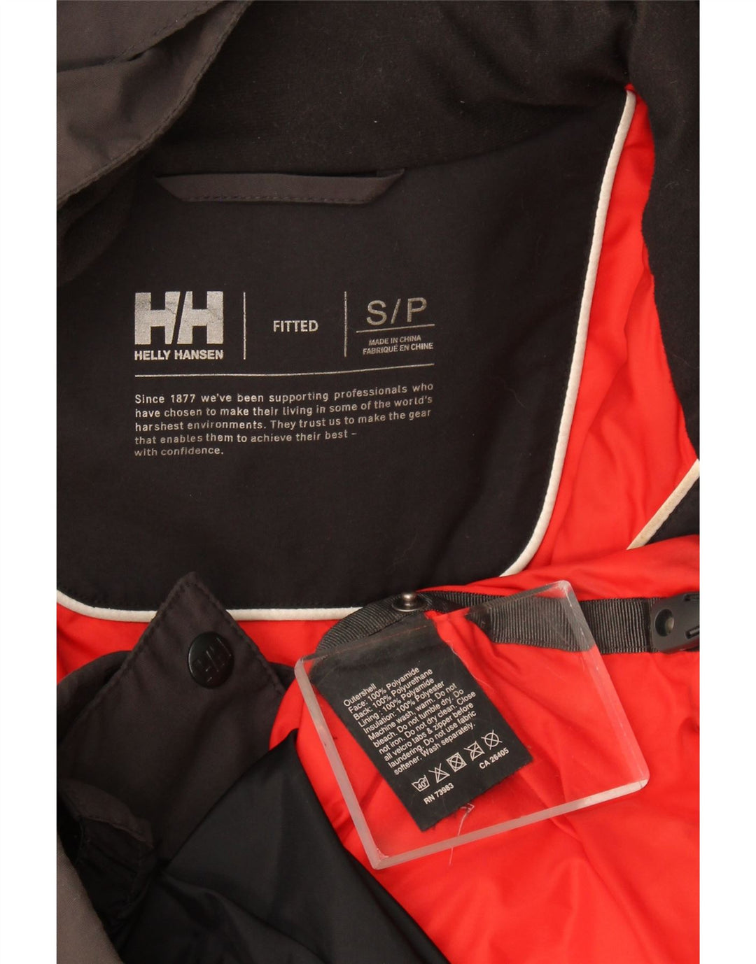 Мужская ветровка Helly Hansen с капюшоном UK 36, маленькая серая с цветными блоками